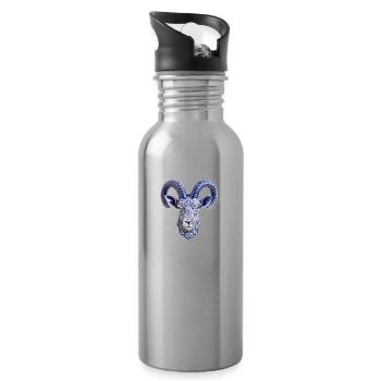 Ceramic deer head - Water bottle with straw - silver - Right