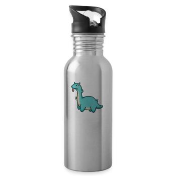 Hugadino Wild Dino, Dinosaure mignon - Gourde avec paille intégrée - argent clair - Droite