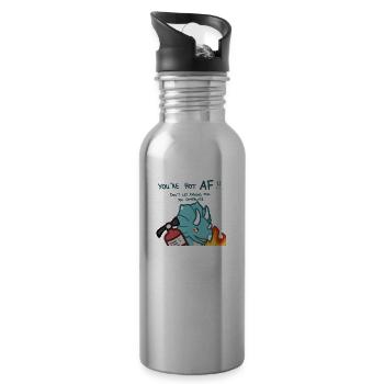hugadino, Triceratops, cute dinosaur, hot af - Water bottle with straw - silver - Right