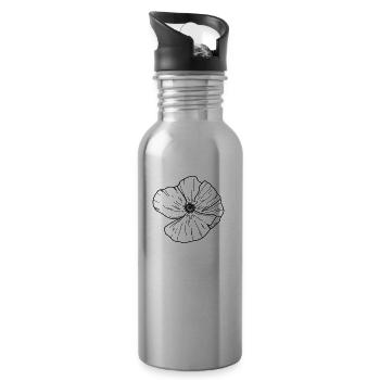 Mohn Blume 03 Zeichenfläche 2 Kopieren - Trinkflasche mit integriertem Trinkhalm - Lightsilver - Rechts