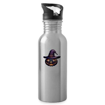 Halloween - Kürbis Hexen Hut - Trinkflasche mit integriertem Trinkhalm - Lightsilver - Rechts