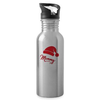 "Christmas Magic Mommy" - Water bottle with straw - silver - Right