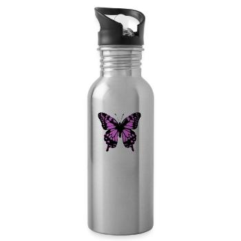 Papillon - Gourde avec paille intégrée - argent clair - Droite