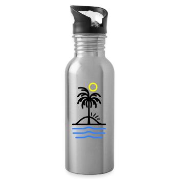 Palmen Insel - Trinkflasche mit integriertem Trinkhalm - Lightsilver - Rechts