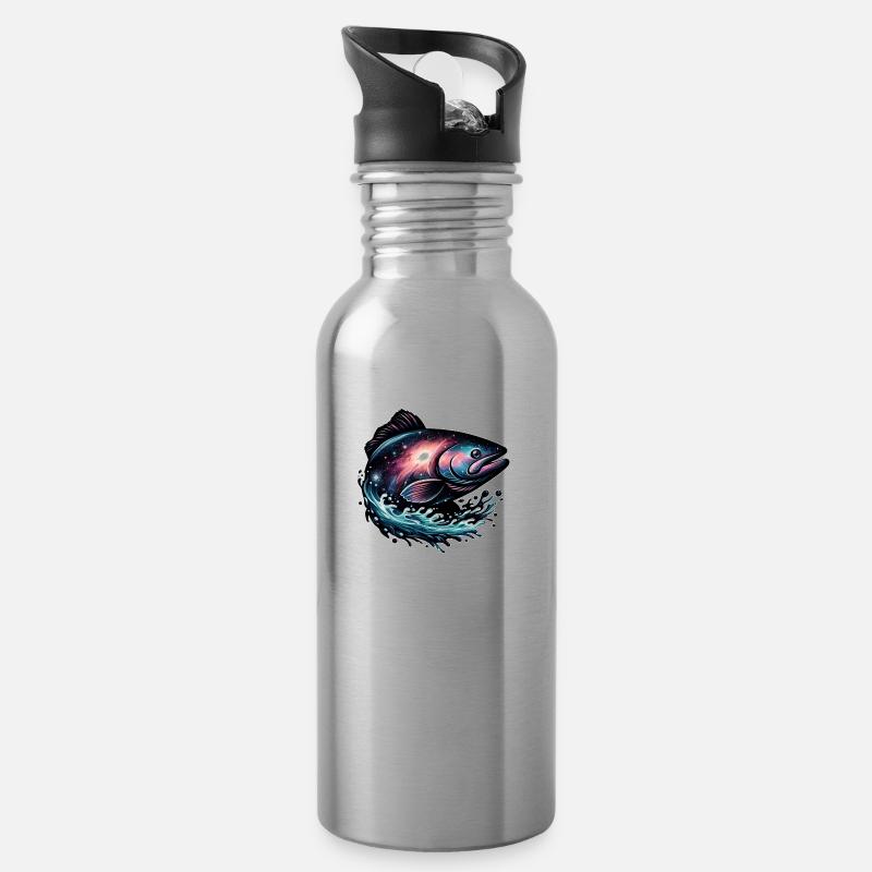 Poisson galactique - Gourde avec paille intégrée - argent clair