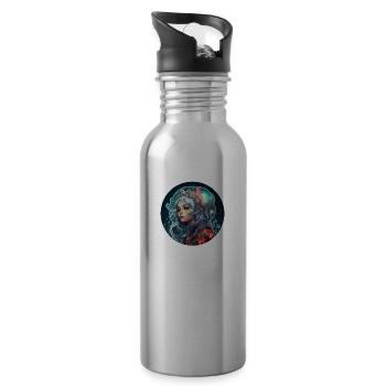 Sci Fi Fantasy Mädchen - Trinkflasche mit integriertem Trinkhalm - Lightsilver - Rechts