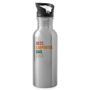 Best Carpenter Dad Ever - Trinkflasche mit integriertem Trinkhalm - Lightsilver - Rechts