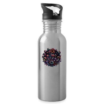 Psychedelic Mushroom Magic - Trinkflasche mit integriertem Trinkhalm - Lightsilver - Rechts