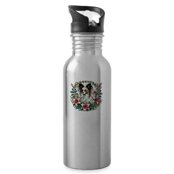 Papillon-Hund - Trinkflasche mit integriertem Trinkhalm - Lightsilver - Rechts