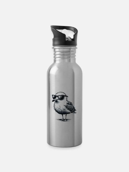 Watt is going on Coole Möwe Nordsee Spruch - Trinkflasche mit integriertem Trinkhalm - Lightsilver