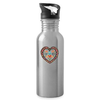 Love is Superpower - Water bottle with straw - silver - Right