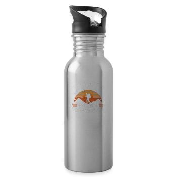 Wandern, weil Menschen scheiße sind - Trinkflasche mit integriertem Trinkhalm - Lightsilver - Rechts