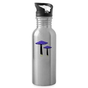 pilze 2 - Trinkflasche mit integriertem Trinkhalm - Lightsilver - Rechts