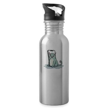 cute mythical creature fred on iPhone - Trinkflasche mit integriertem Trinkhalm - Lightsilver - Rechts
