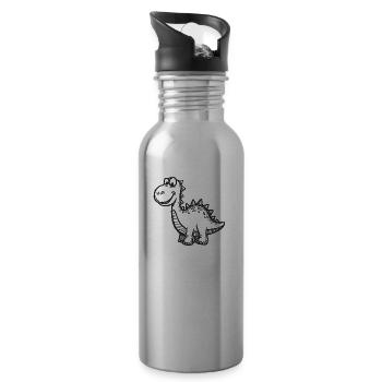 Dino Dinosaurier - Trinkflasche mit integriertem Trinkhalm - Lightsilver - Rechts