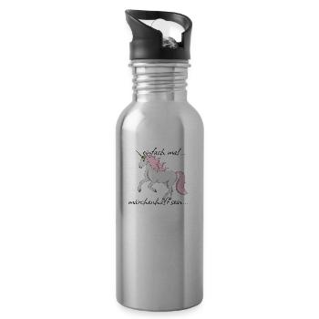 Einhorn "einfach mal märchenhaft sein..." - Trinkflasche mit integriertem Trinkhalm - Lightsilver - Rechts