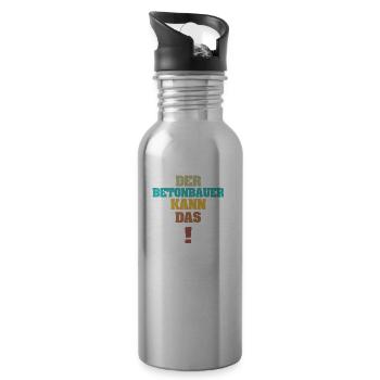 Gift for concrete worker - Water bottle with straw - silver - Right