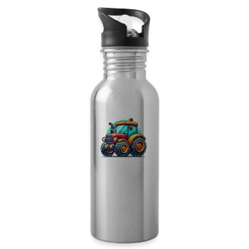 Traktor - Trinkflasche mit integriertem Trinkhalm - Lightsilver - Rechts