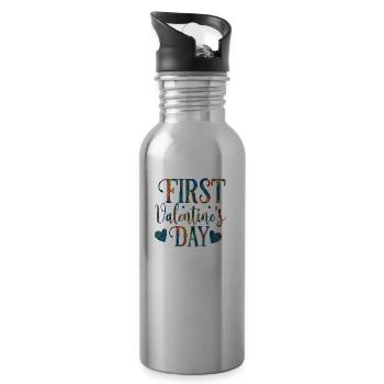xoxo love you amore Blumen Frauen Valentinstag 14 - Trinkflasche mit integriertem Trinkhalm - Lightsilver - Rechts