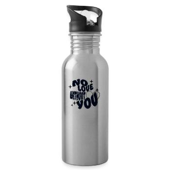 Keine Liebe ohne dich - Trinkflasche mit integriertem Trinkhalm - Lightsilver - Rechts