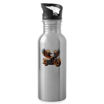 Motorrad,motorcycle,dirkbike motocross - Trinkflasche mit integriertem Trinkhalm - Lightsilver - Rechts