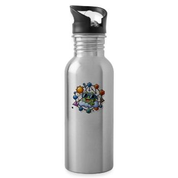 Mathe Spiel - Trinkflasche mit integriertem Trinkhalm - Lightsilver - Rechts