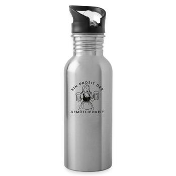 Bier Mädchen - Ein Prosit Der Gemütlichkeit - Trinkflasche mit integriertem Trinkhalm - Lightsilver - Rechts