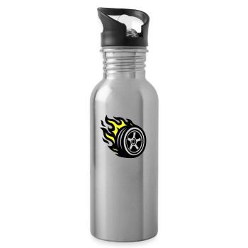 Tire Flame - Water bottle with straw - silver - Right