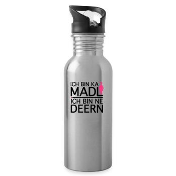Ich bin ka Madl, Ich bin ne Deern - Trinkflasche mit integriertem Trinkhalm - Lightsilver - Rechts