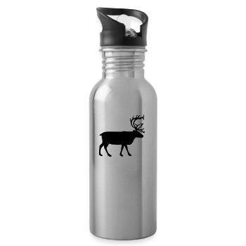 reindeer deer animal - Water bottle with straw - silver - Right
