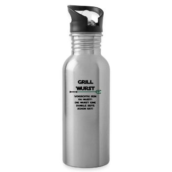 Grill Wurst dunkle Seite - Trinkflasche mit integriertem Trinkhalm - Lightsilver - Rechts