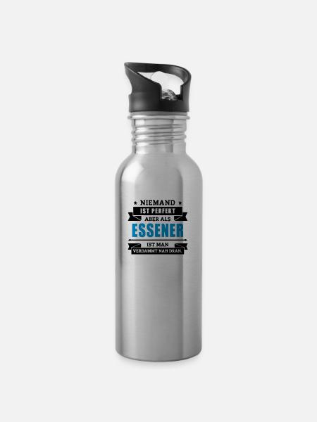 Funshirt Essener - Trinkflasche mit integriertem Trinkhalm - Lightsilver