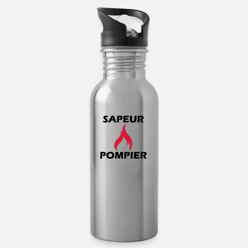 sapeur-pompier - Gourde avec paille intégrée - argent clair
