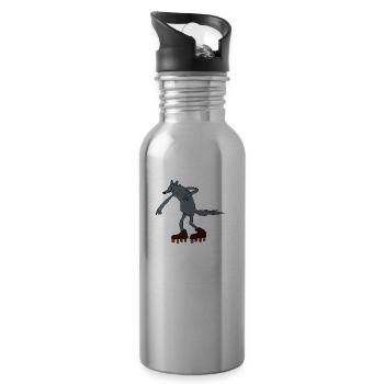 Wolf - Trinkflasche mit integriertem Trinkhalm - Lightsilver - Rechts