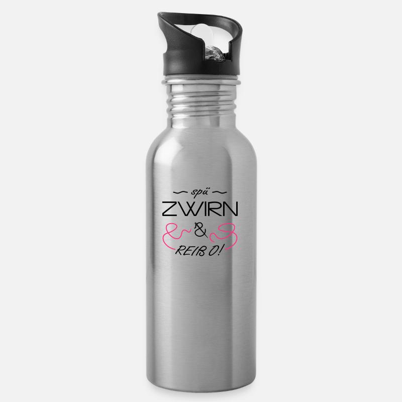 Spü Zwirn & reiß o! - Trinkflasche mit integriertem Trinkhalm - Lightsilver