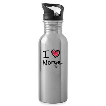 i_love_norge__f2 - Trinkflasche mit integriertem Trinkhalm - Lightsilver - Rechts