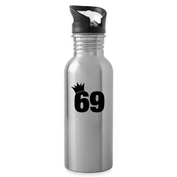 69_krone_f1 - Trinkflasche mit integriertem Trinkhalm - Lightsilver - Rechts