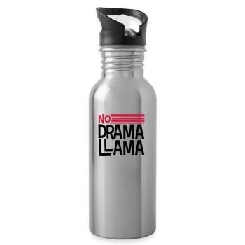 texte logo no drama llama party cool célébrer fun c - Gourde avec paille intégrée - argent clair - Droite