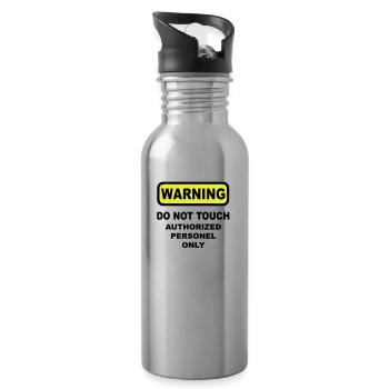 warning humor - Water bottle with straw - silver - Right
