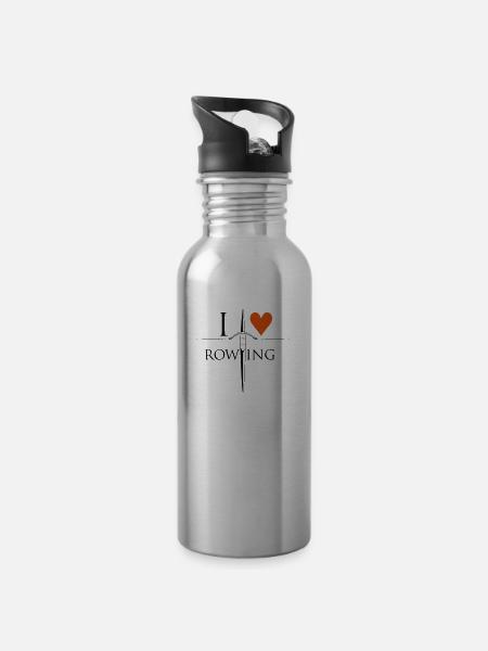 i love rowing - Trinkflasche mit integriertem Trinkhalm - Lightsilver
