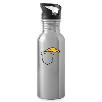banana fruit funny healthy eating hunger delicious - Water bottle with straw - silver - Right