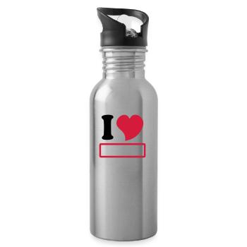 Ich liebe es zu gestalten - Trinkflasche mit integriertem Trinkhalm - Lightsilver - Rechts