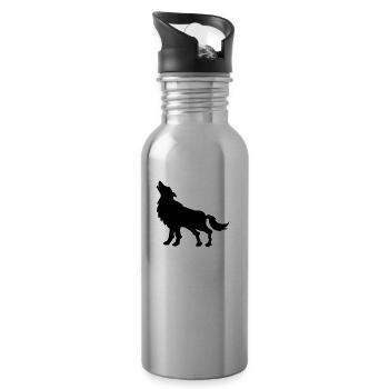 loup - Gourde avec paille intégrée - argent clair - Droite