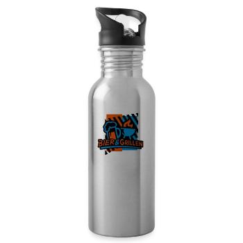 Bier & Grillen 02 - Trinkflasche mit integriertem Trinkhalm - Lightsilver - Rechts