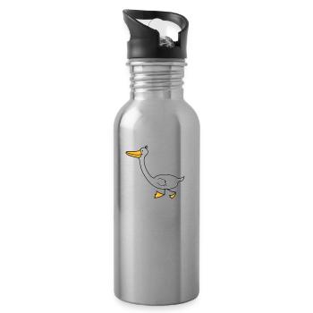 lustige Gans - Trinkflasche mit integriertem Trinkhalm - Lightsilver - Rechts