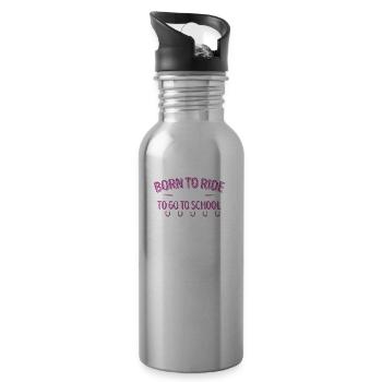 Zum Reiten Geboren zur Schule gezwungen horse ride - Trinkflasche mit integriertem Trinkhalm - Lightsilver - Rechts