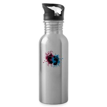 Ink baby feet - Water bottle with straw - silver - Right