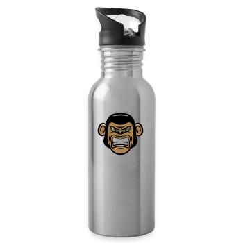 monkey angry evil - Water bottle with straw - silver - Right