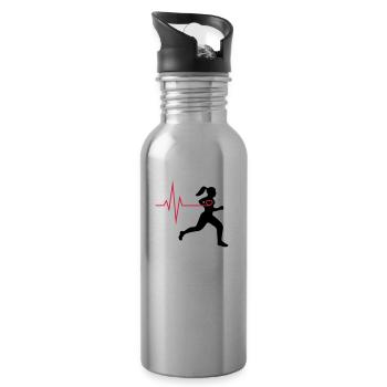 Läuferin mit Herz - Trinkflasche mit integriertem Trinkhalm - Lightsilver - Rechts