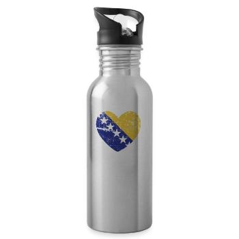 Bosnien Herz Bosnier Bosnisch Balkan Geschenkidee - Trinkflasche mit integriertem Trinkhalm - Lightsilver - Rechts